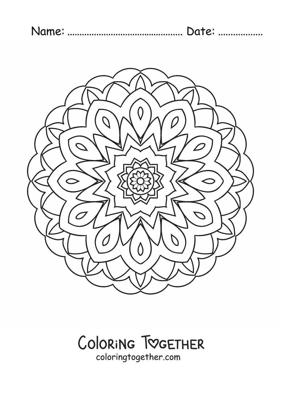 Coloring page of an easy Indian mandala