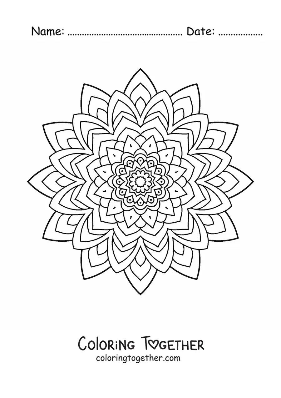 Coloring page of an easy Indian mandala