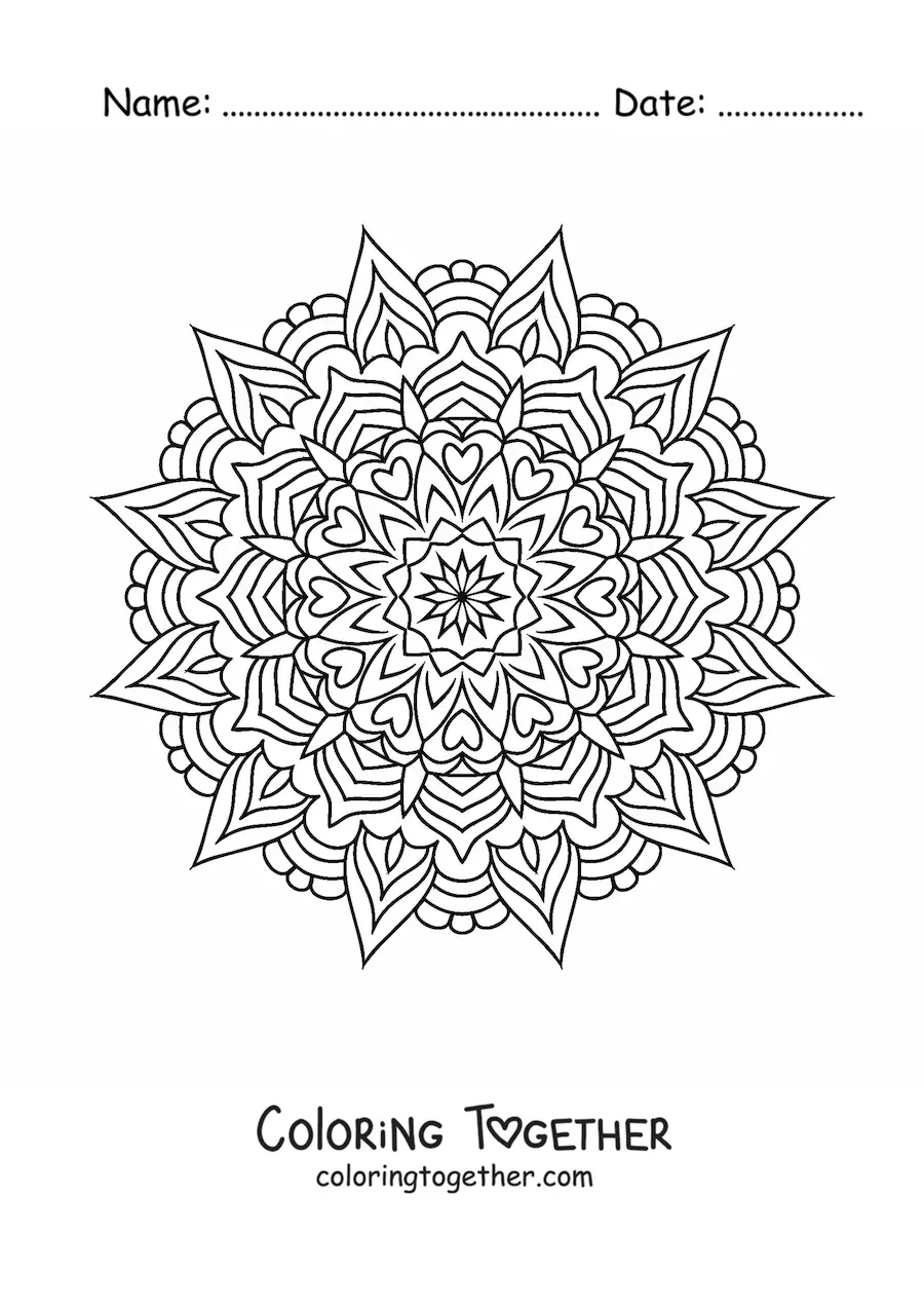 Coloring page of a Zentangle style Indian mandala