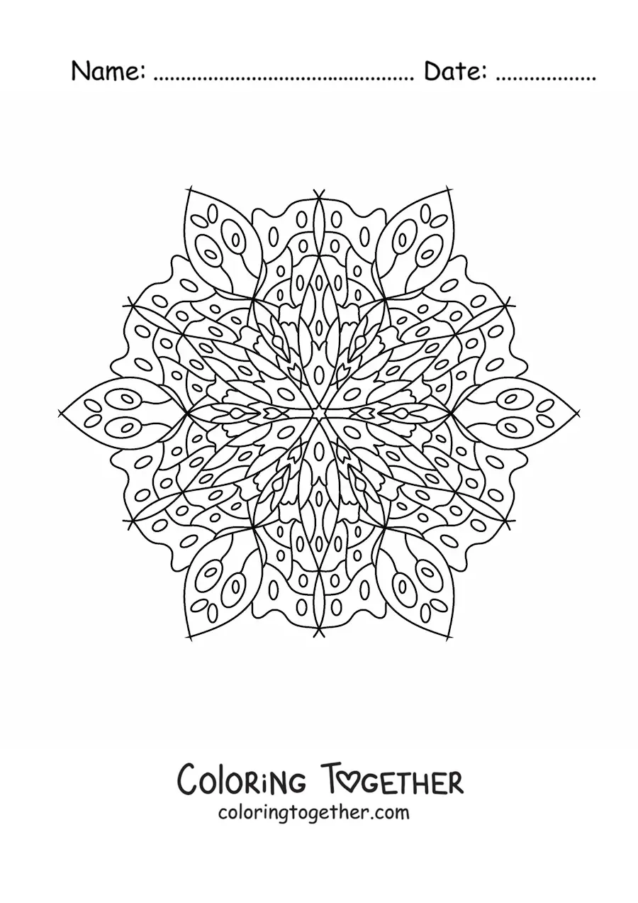 Coloring page of a difficult Indian mandala