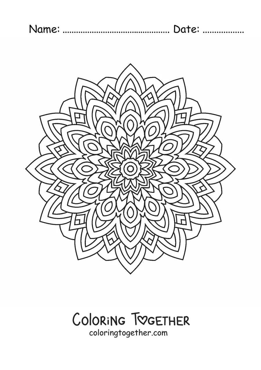 Coloring page of an Indian mandala for adults