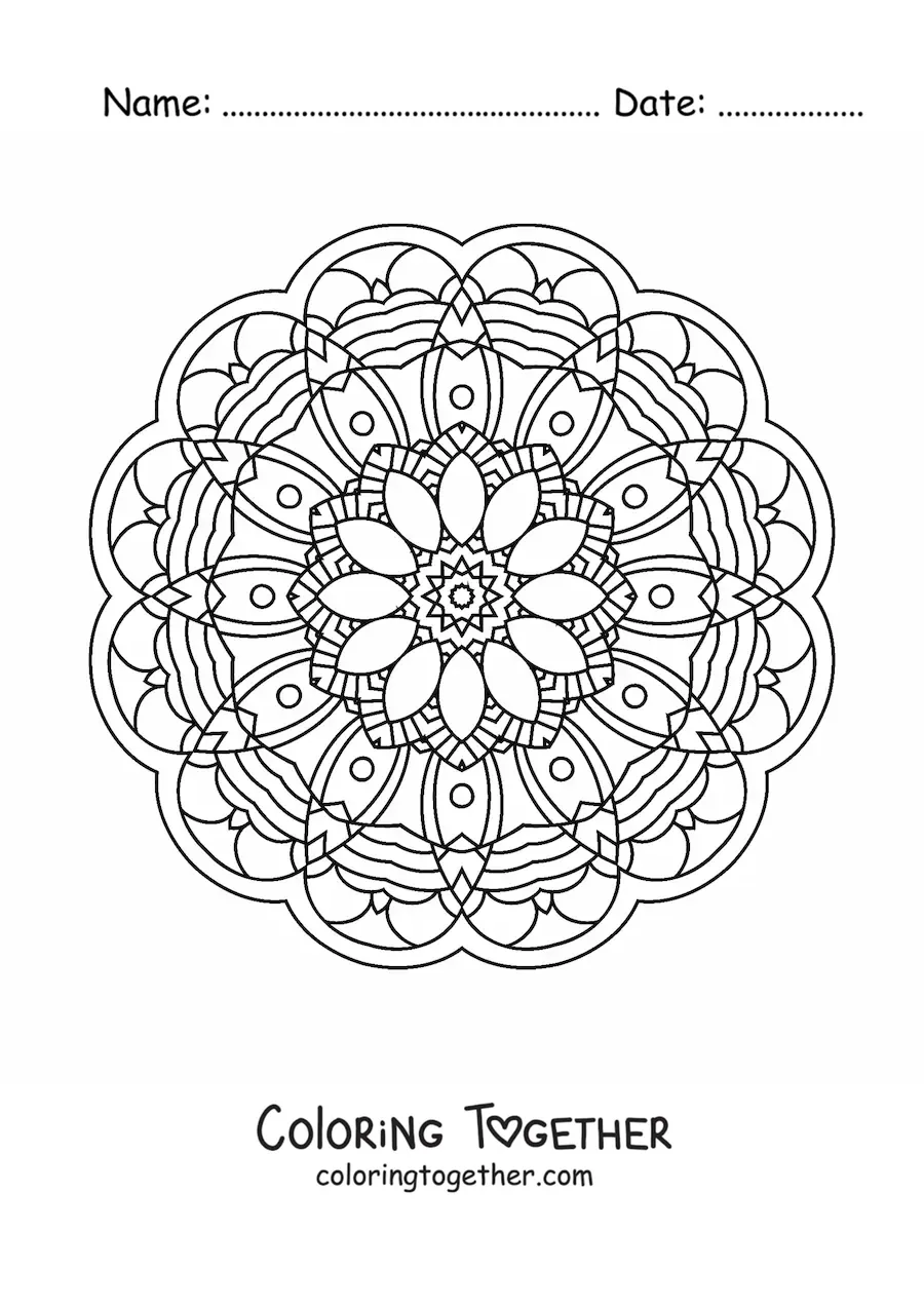 Coloring page of an Indian mandala
