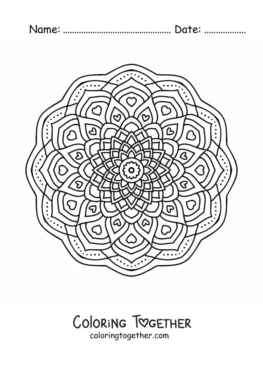 Coloring page of an Indian mandala