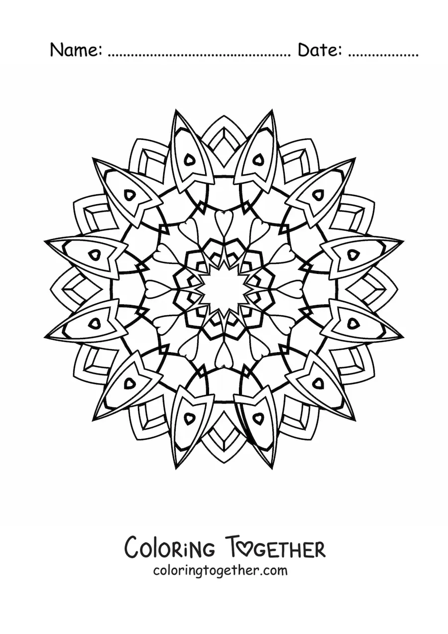 Coloring page of an Indian mandala