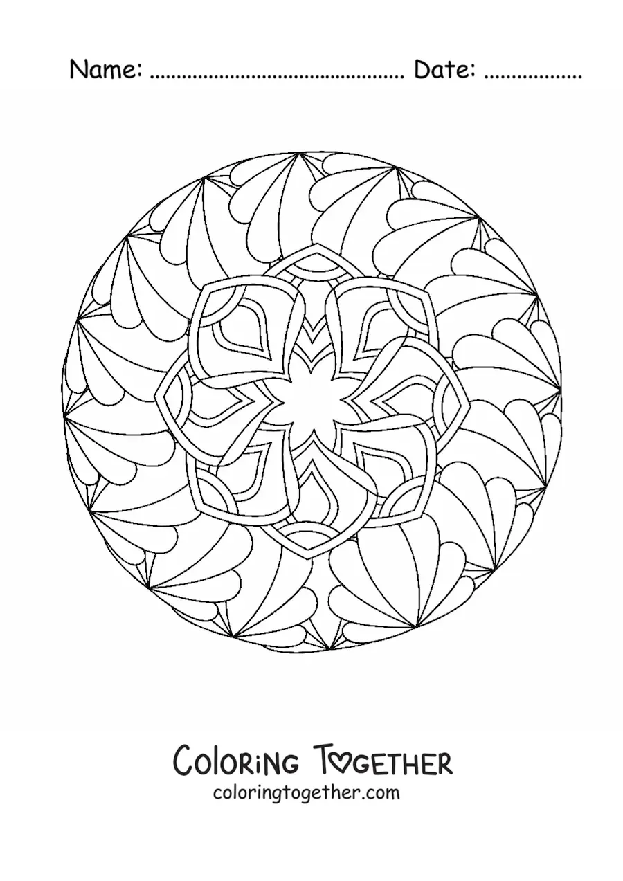 Coloring page of a relaxing mandala