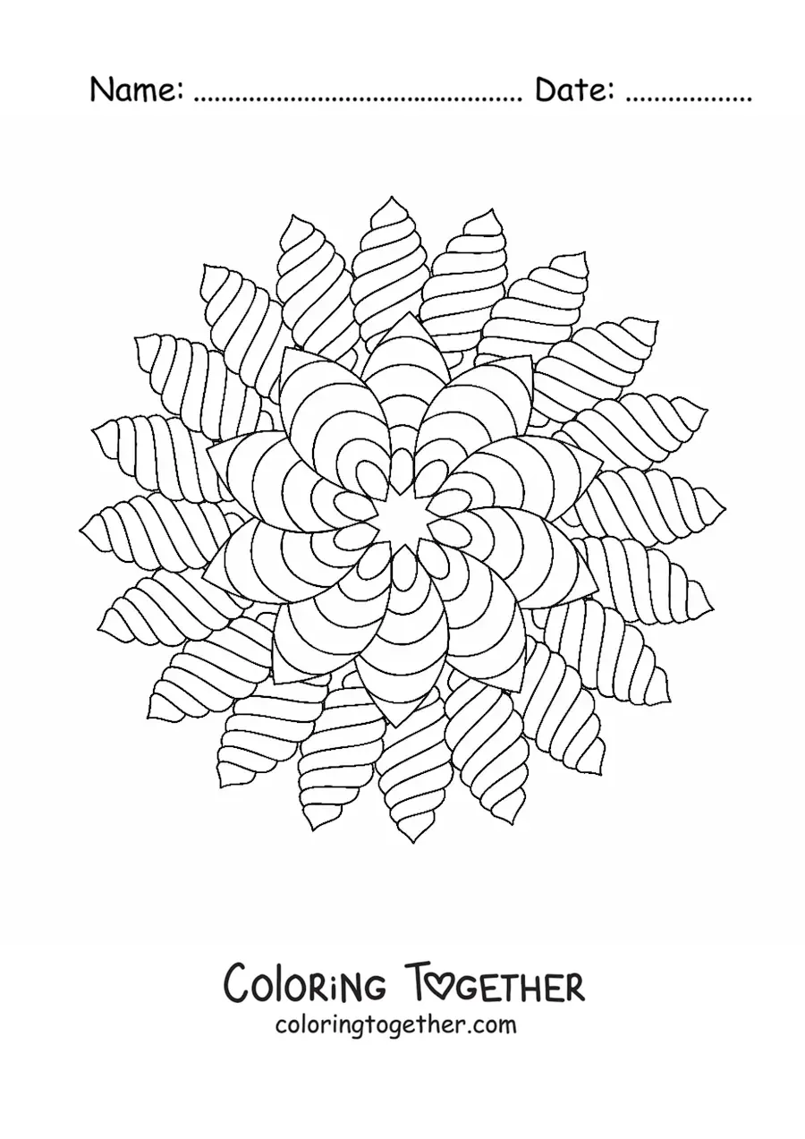 Coloring page of a relaxing mandala