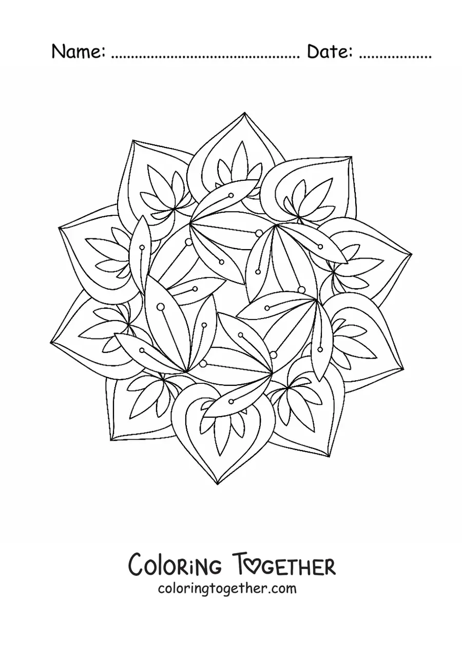 Coloring page of a relaxing mandala