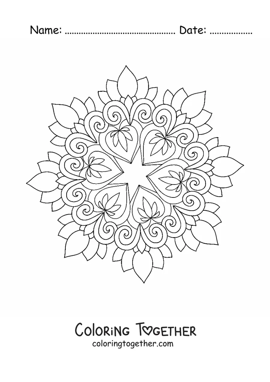 Coloring page of a mandala to ease anxiety
