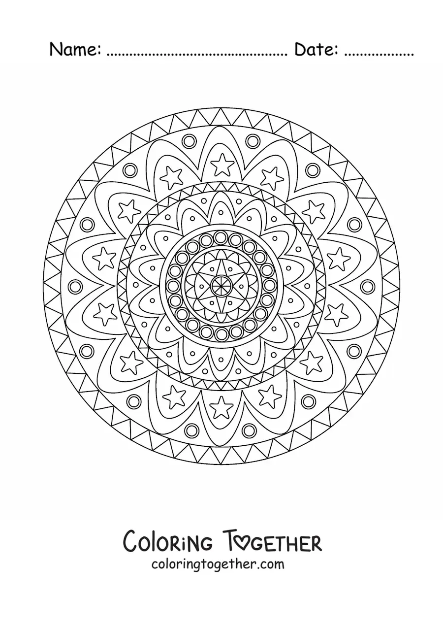 Coloring page of a mandala to ease anxiety