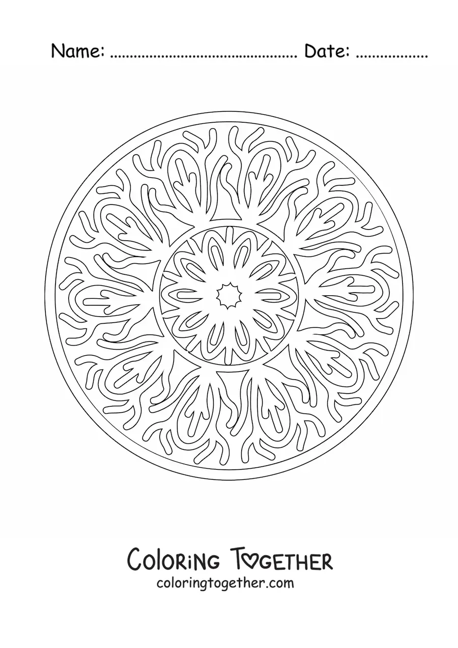 Coloring page of a mandala to ease anxiety