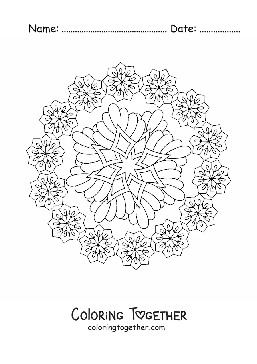 Coloring page of a mandala to ease anxiety