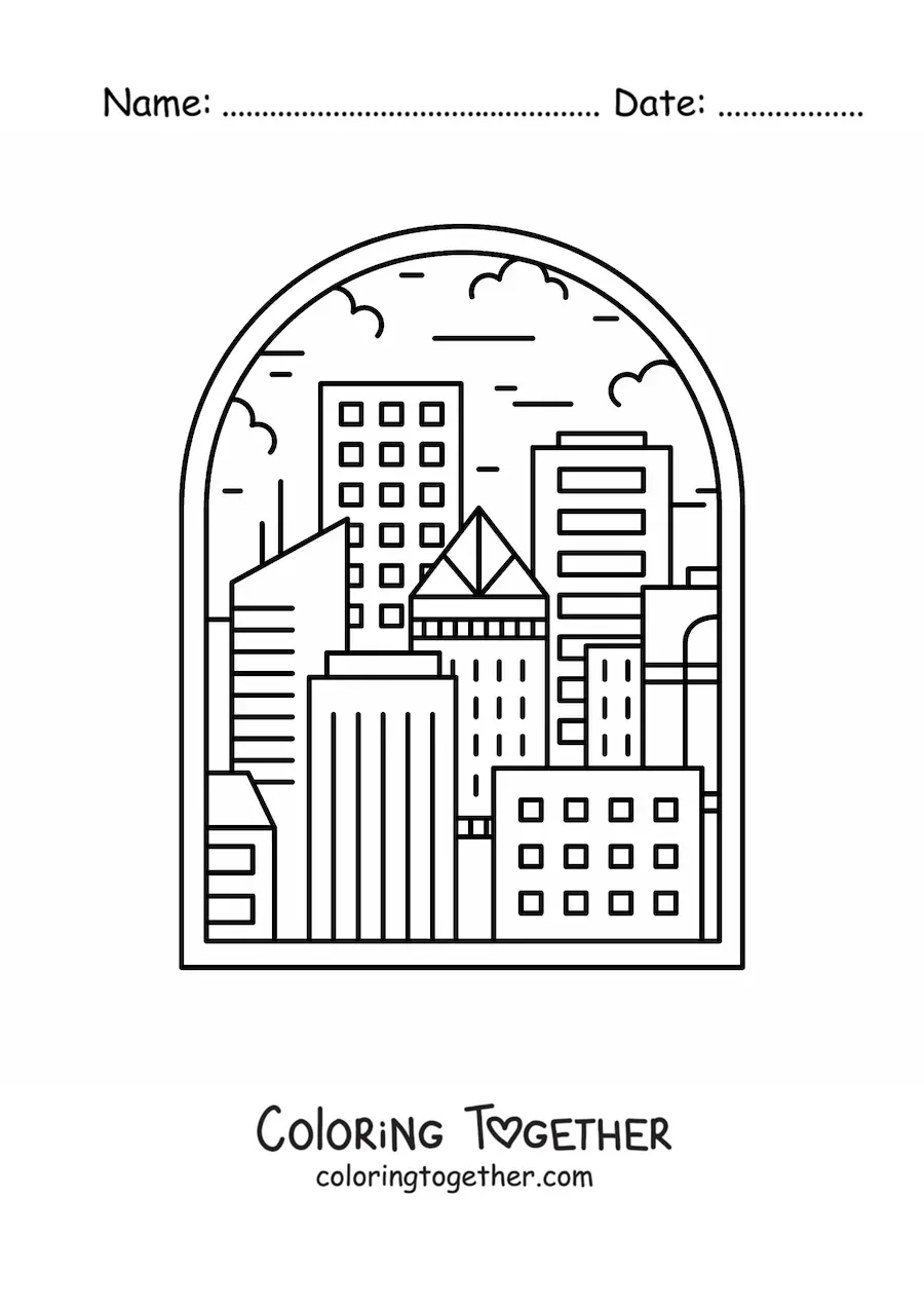 Coloring page of a city
