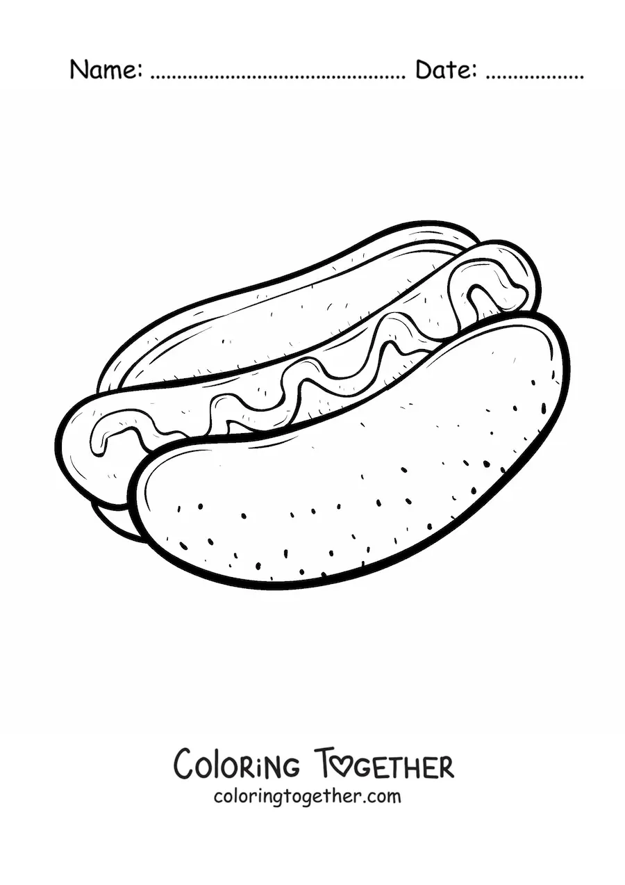 Coloring page of an easy hot dog