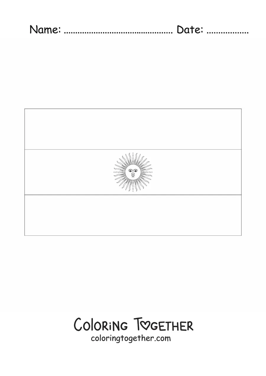 Coloring page of the horizontal flag of Argentina