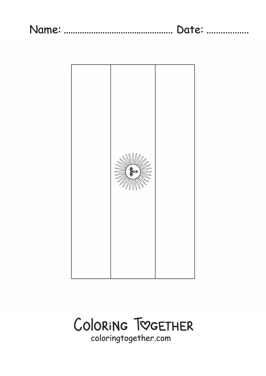 Coloring page of the vertical flag of Argentina
