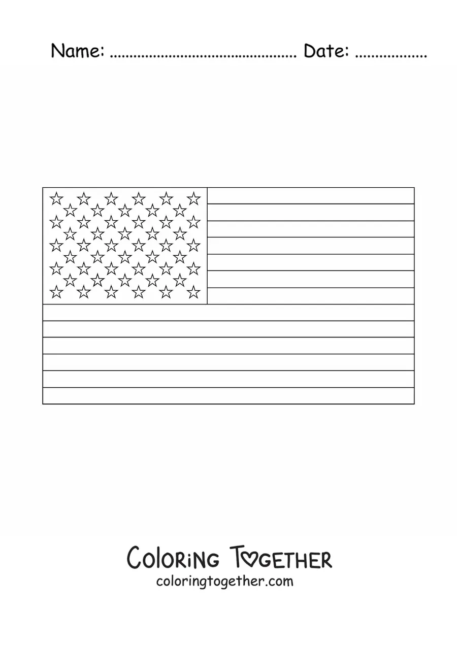 Coloring page of the horizontal flag of the United States