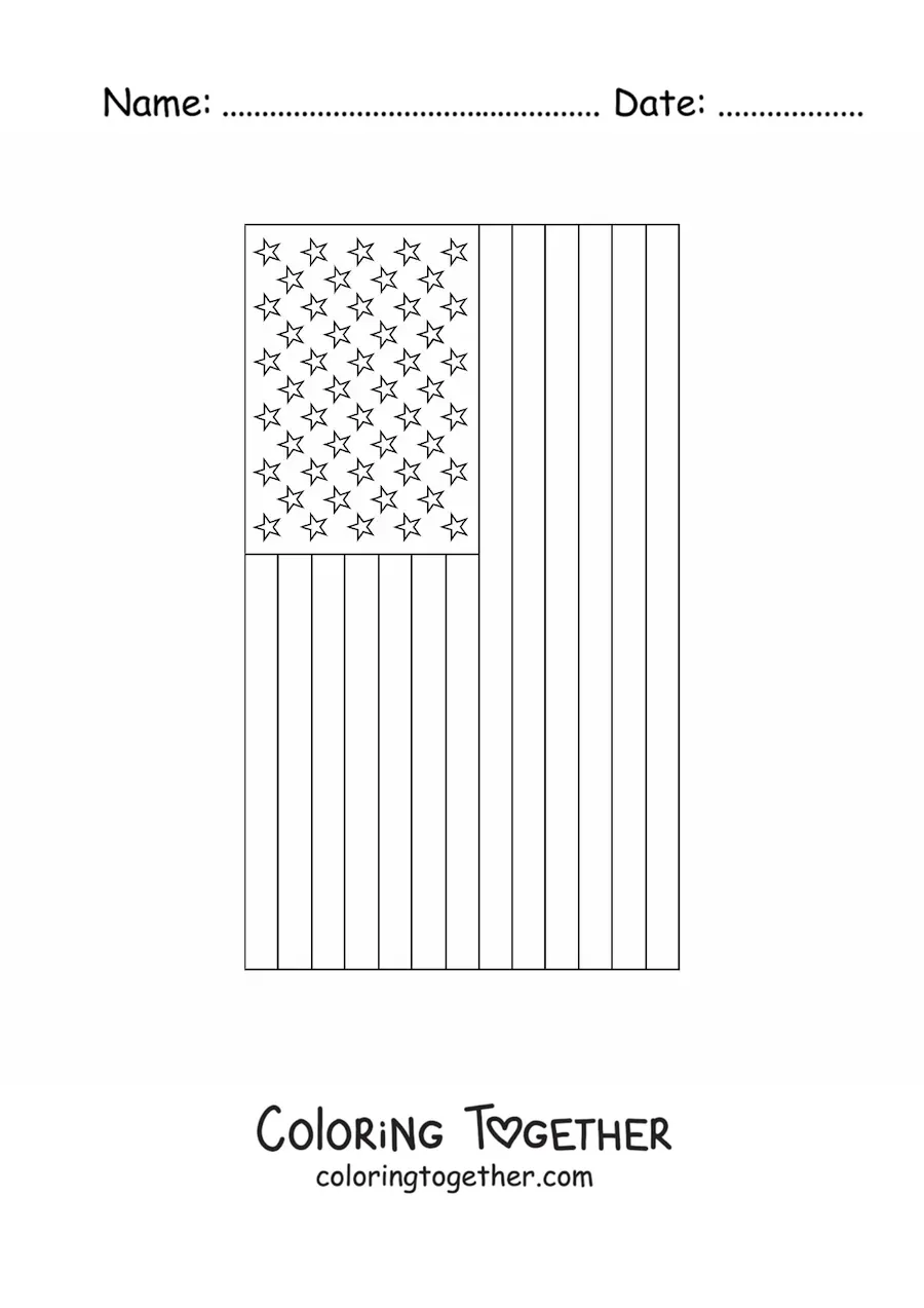 Coloring page of the vertical flag of the United States