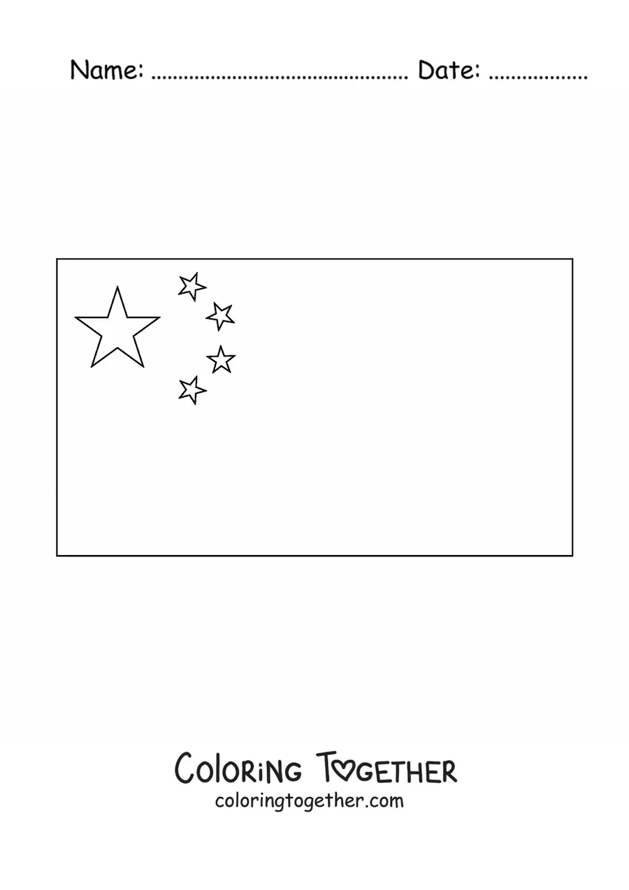 Coloring page of the horizontal flag of China