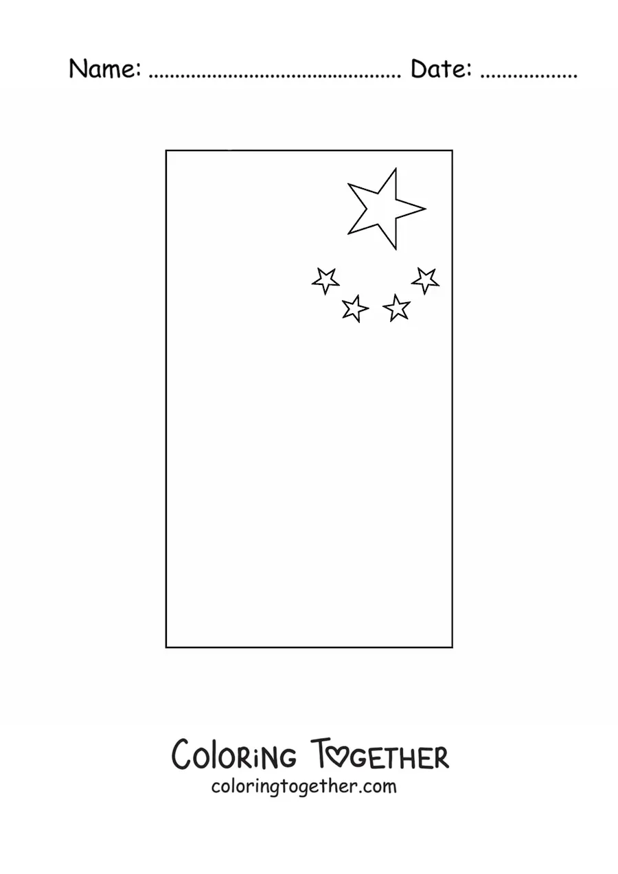 Coloring page of the vertical flag of China
