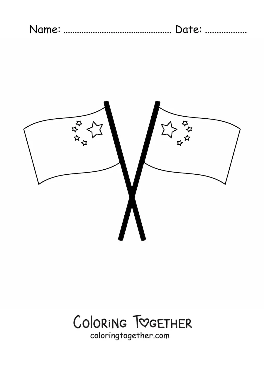 Coloring page of two flags of China
