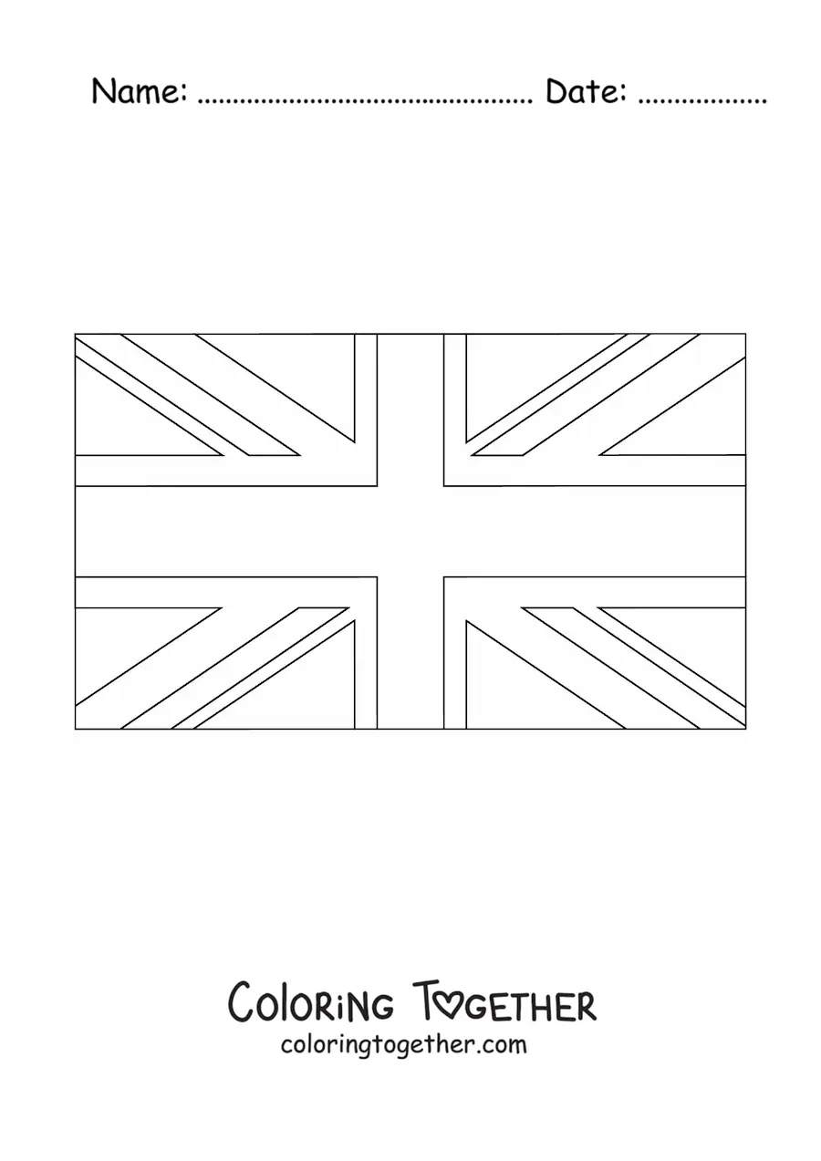 Coloring page of the horizontal flag of the United Kingdom