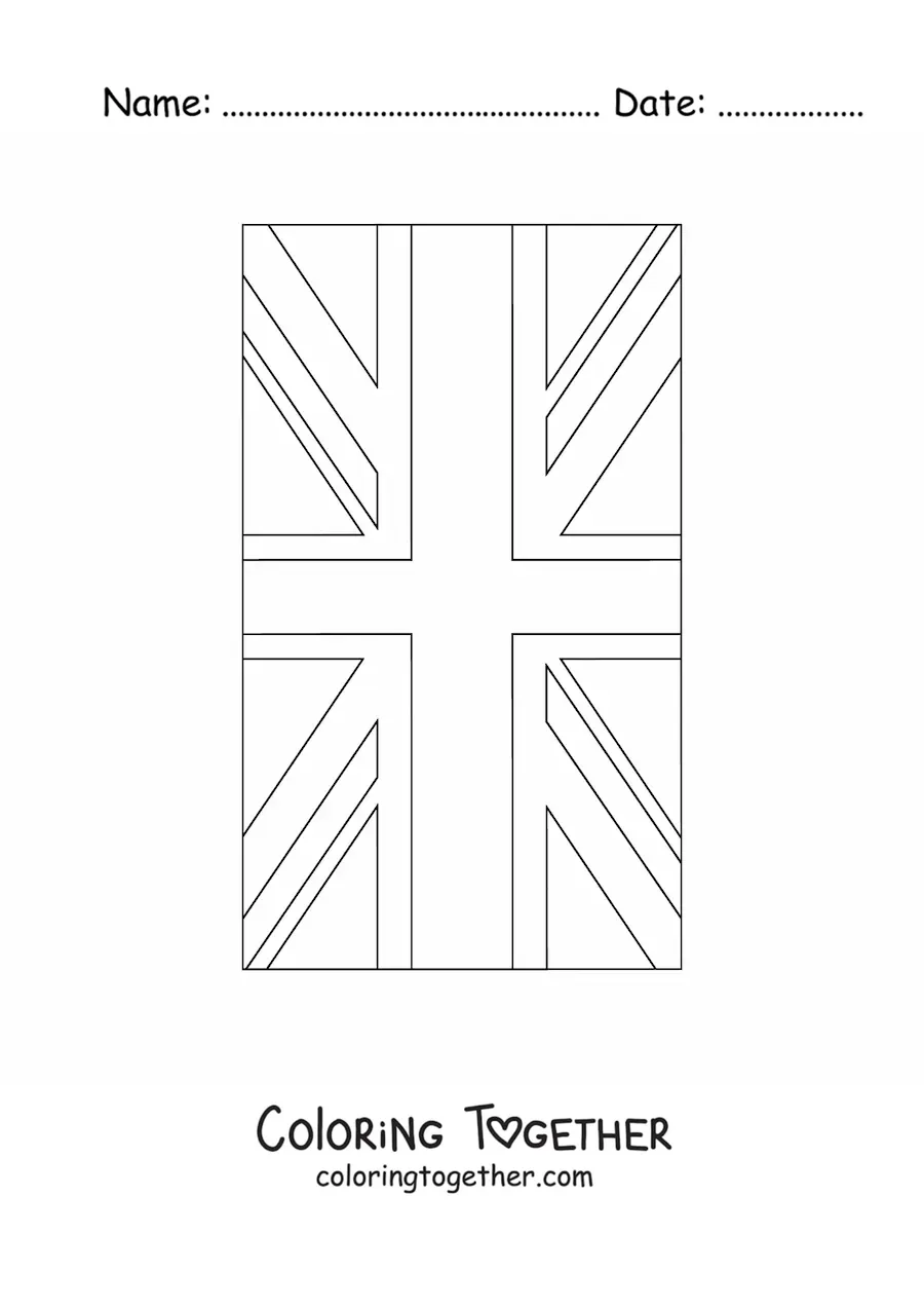 Coloring page of the vertical flag of the United Kingdom