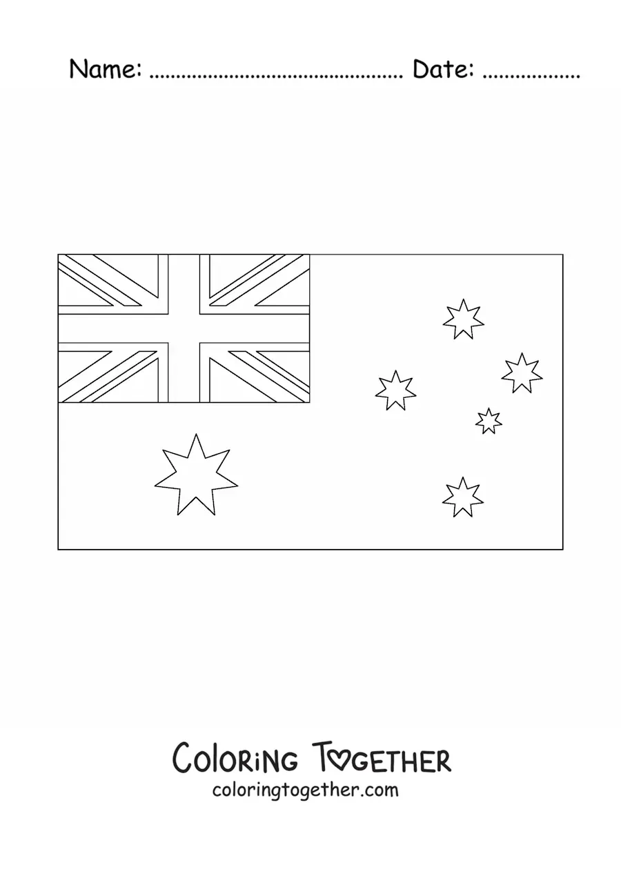 Coloring page of the horizontal flag of Australia