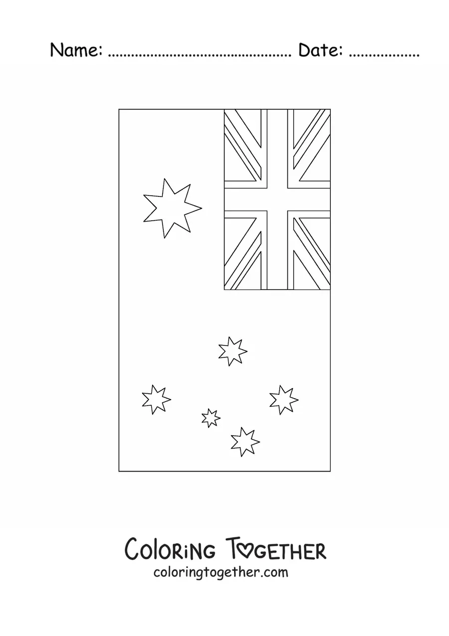 Coloring page of the vertical flag of Australia