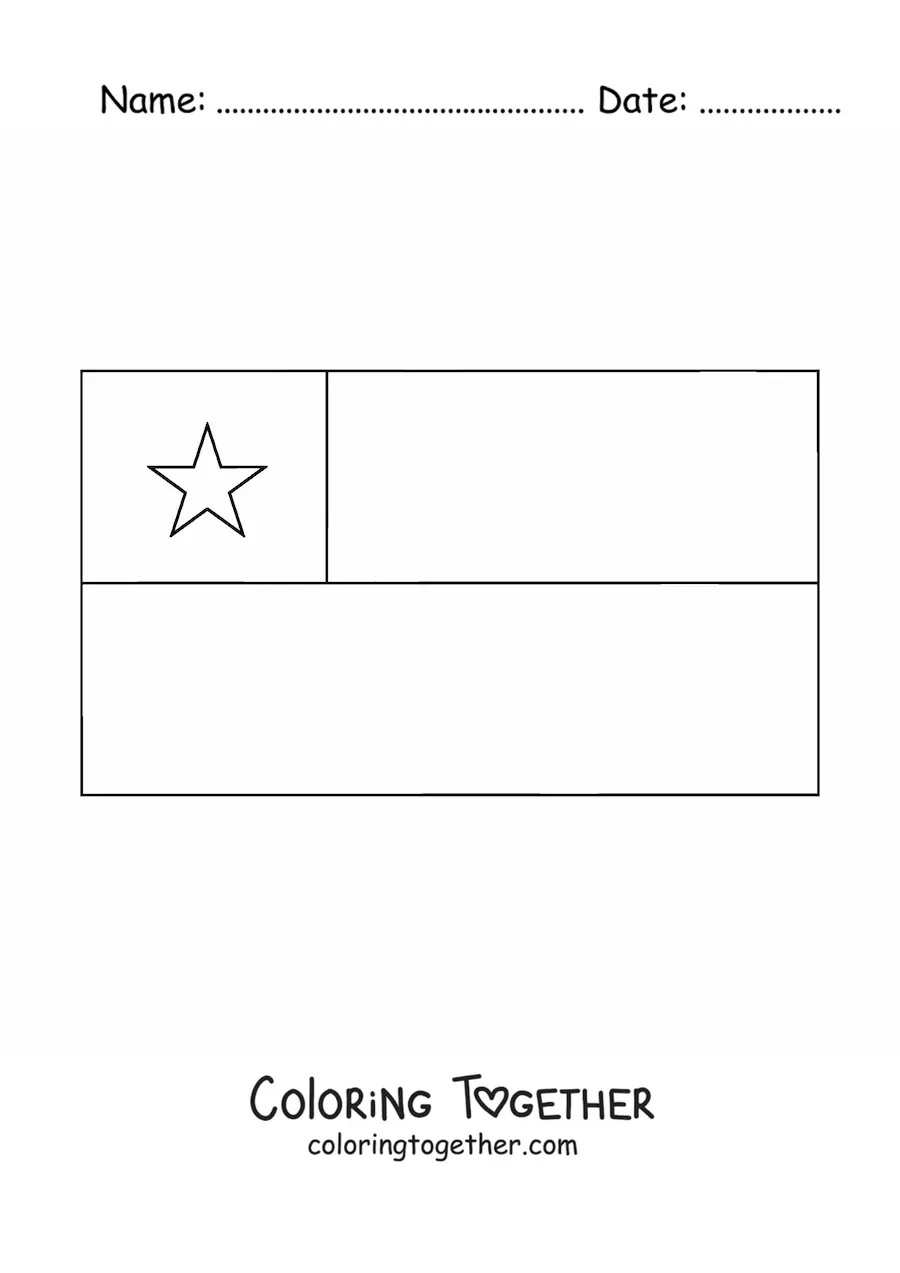 Coloring page of the horizontal flag of Chile