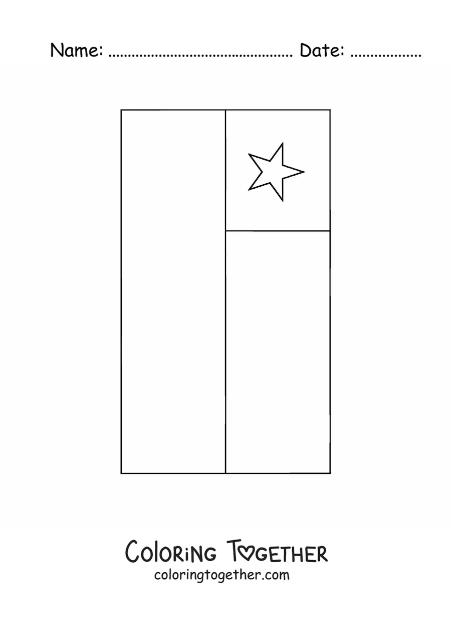 Coloring page of the vertical flag of Chile