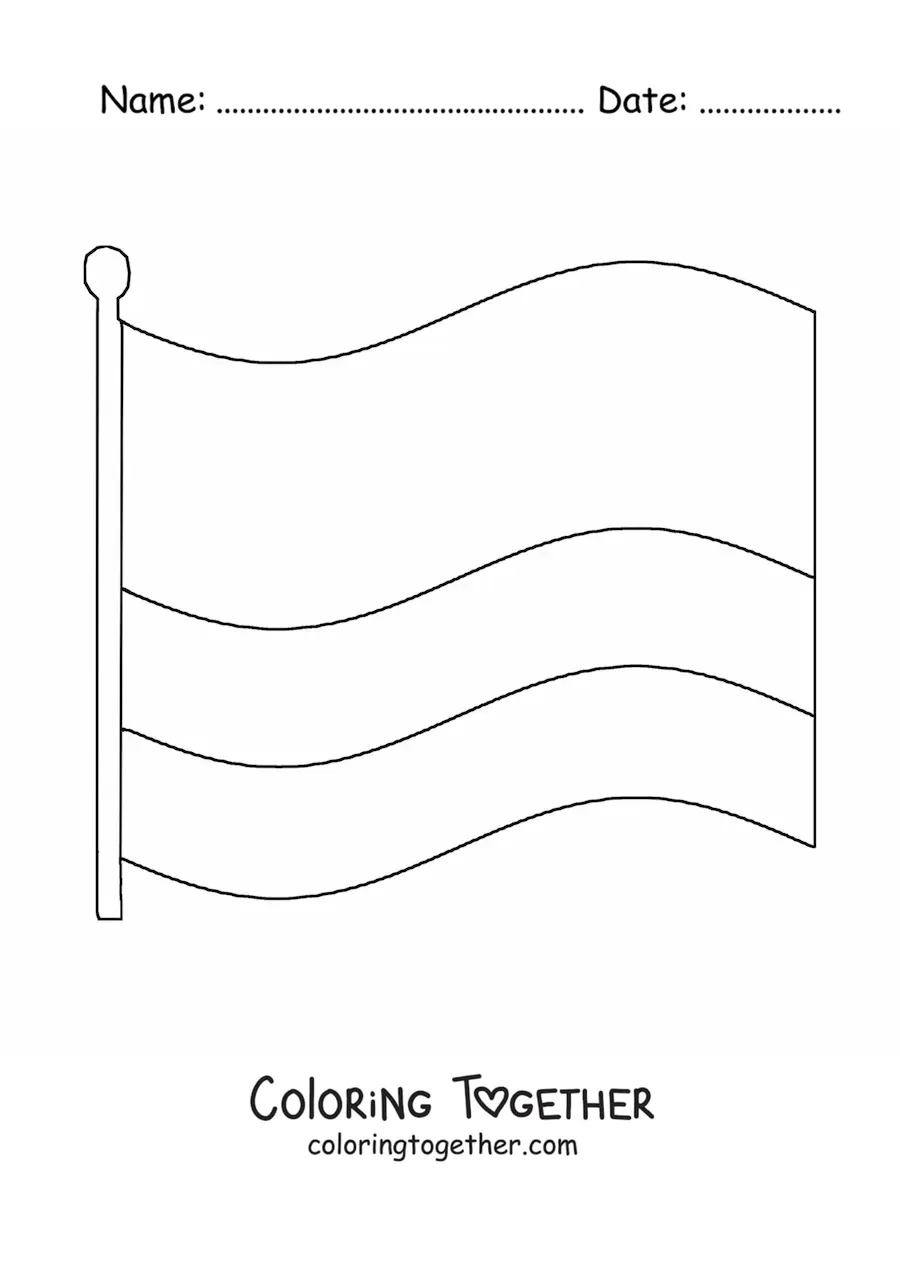 Coloring page of the large flag of Colombia waving