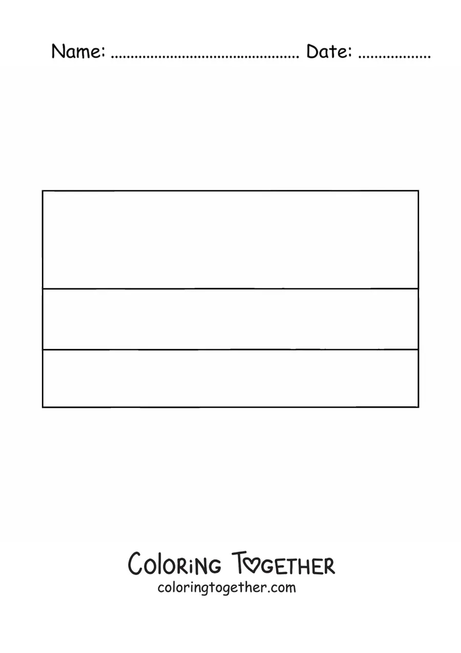 Coloring page of the horizontal flag of Colombia