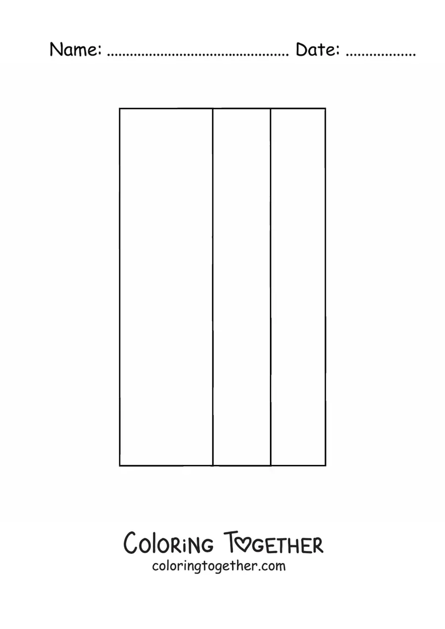 Coloring page of the vertical flag of Colombia