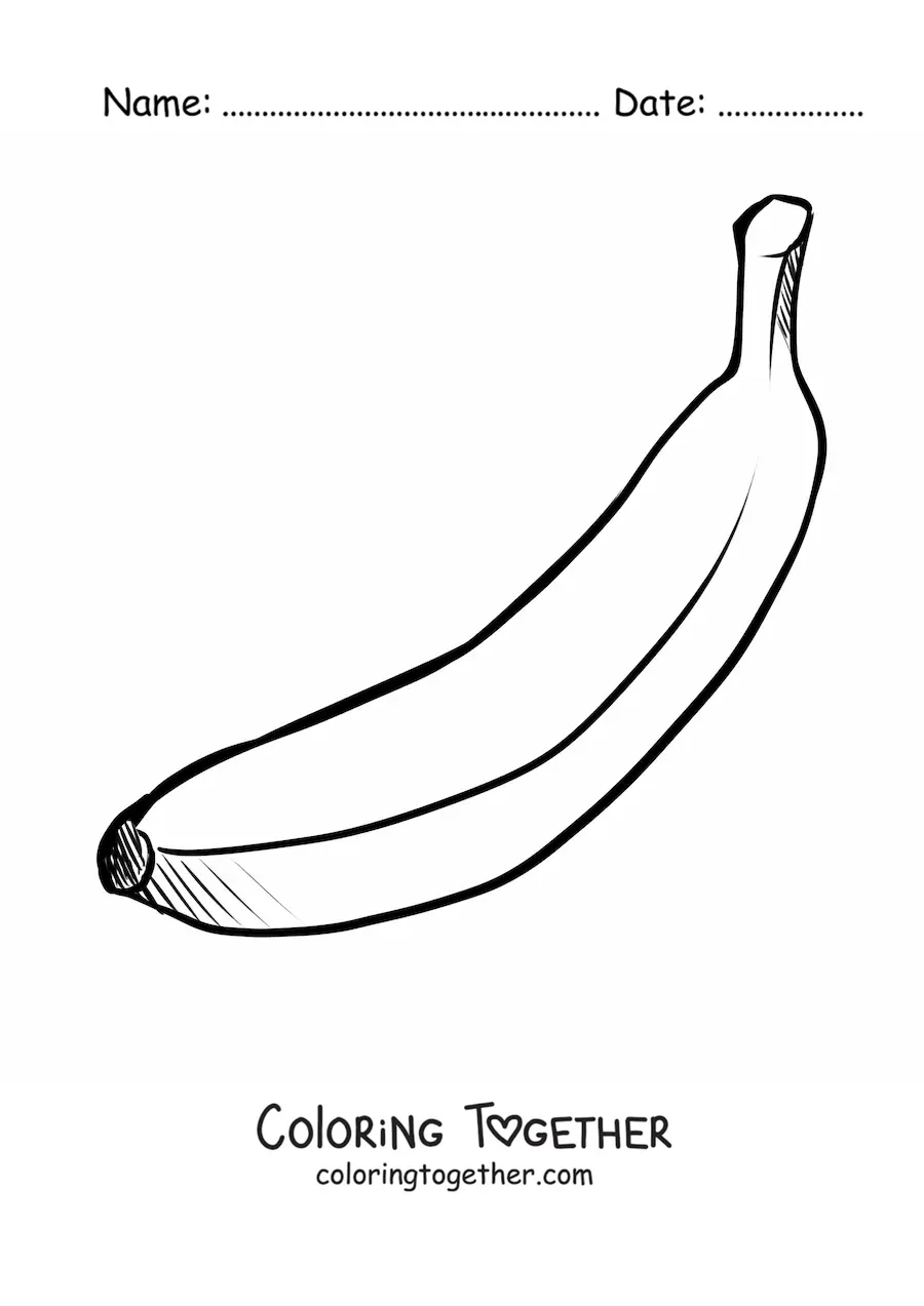 Coloring page of a banana with its peel on