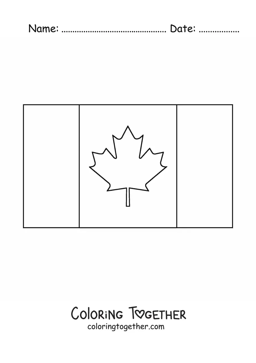 Coloring page of the horizontal flag of Canada