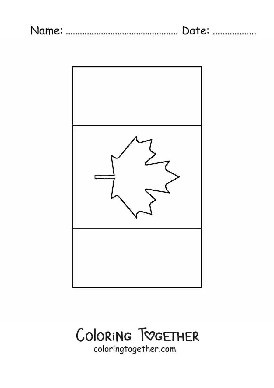 Coloring page of the vertical flag of Canada