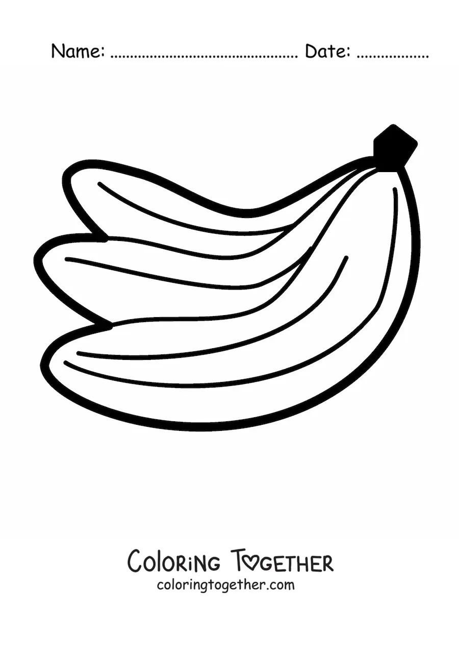 Coloring page of three bananas