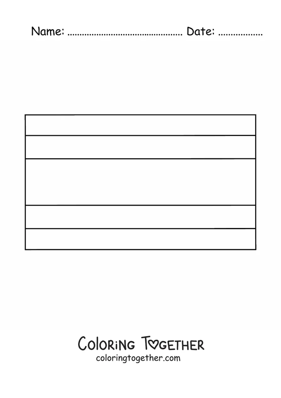 Coloring page of the horizontal flag of Costa Rica