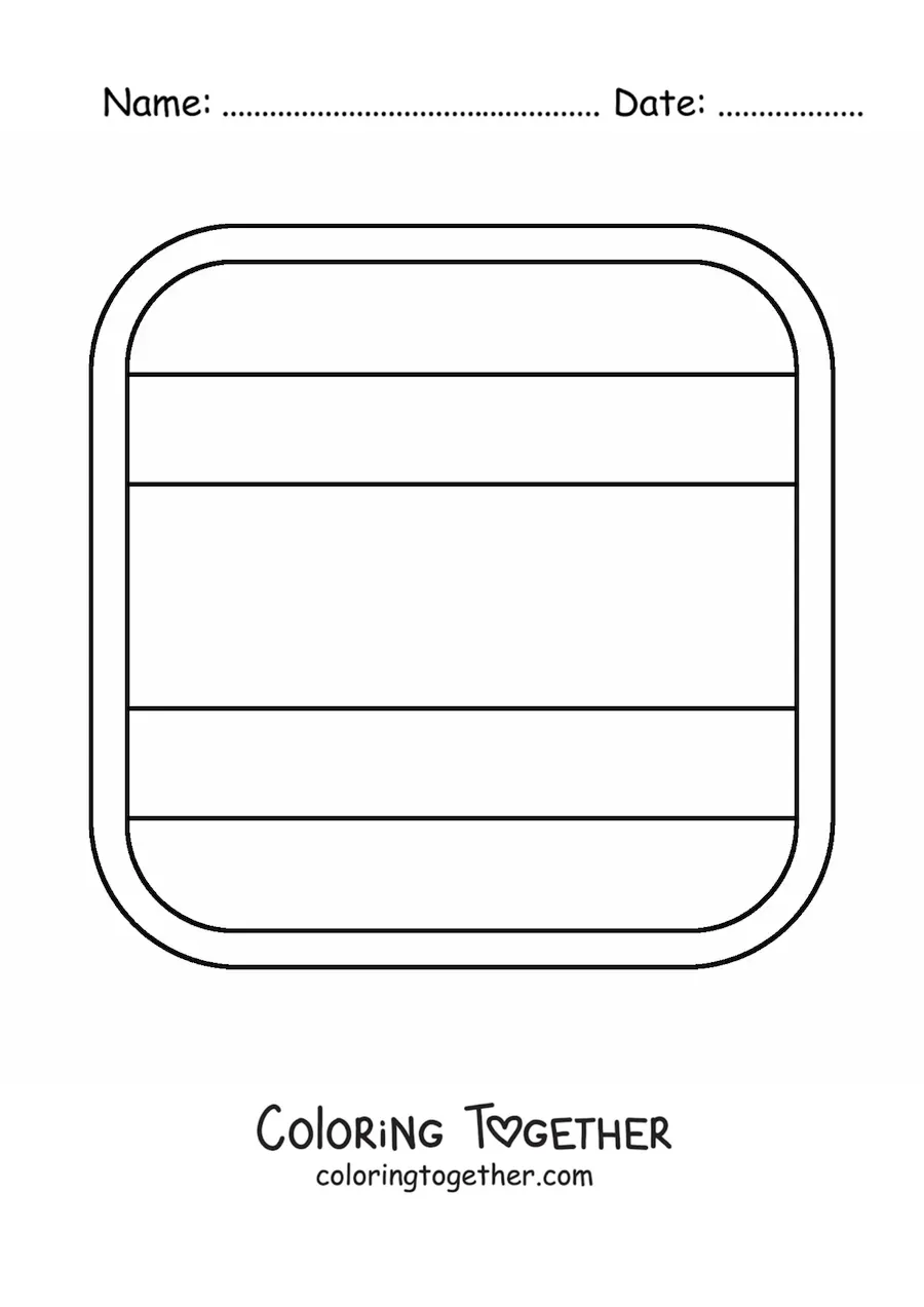 Coloring page of the flag of Costa Rica in a square emoji
