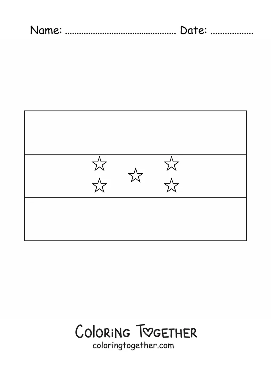 Coloring page of the horizontal flag of Honduras