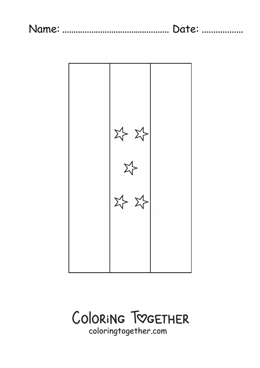 Coloring page of the vertical flag of Honduras