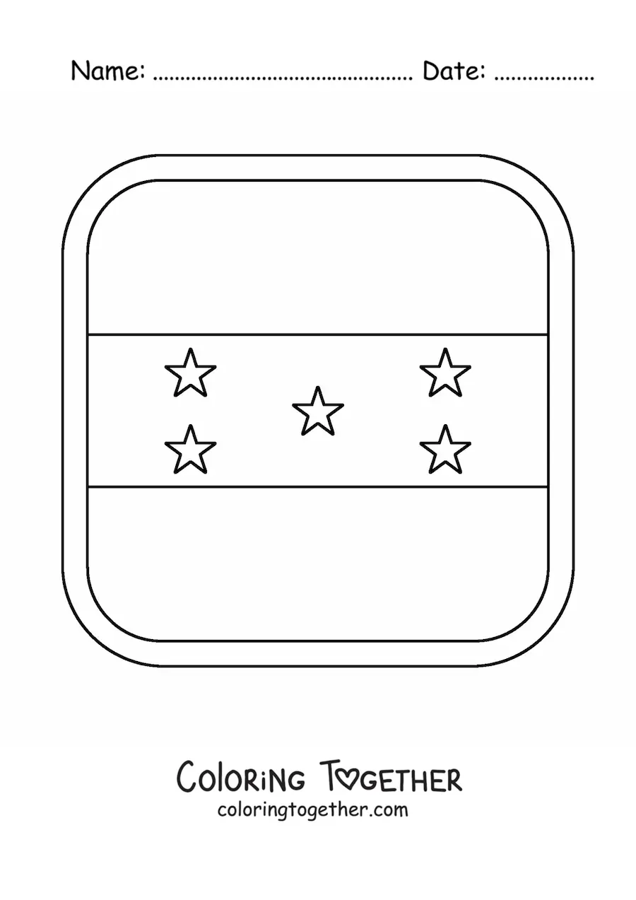 Coloring page of the flag of Honduras as a square emoji