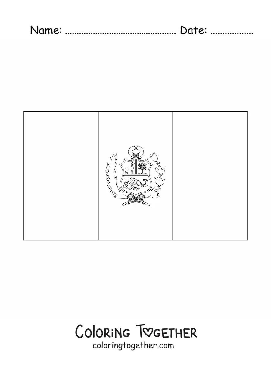 Coloring page of the horizontal flag of Peru