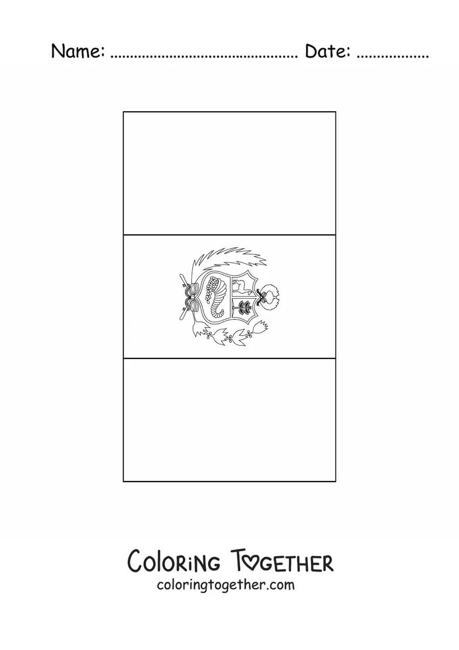 Coloring page of the vertical flag of Peru