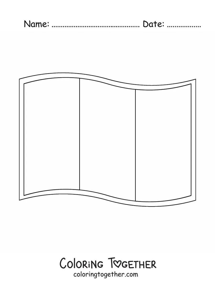 Coloring page of the flag of Italy waving
