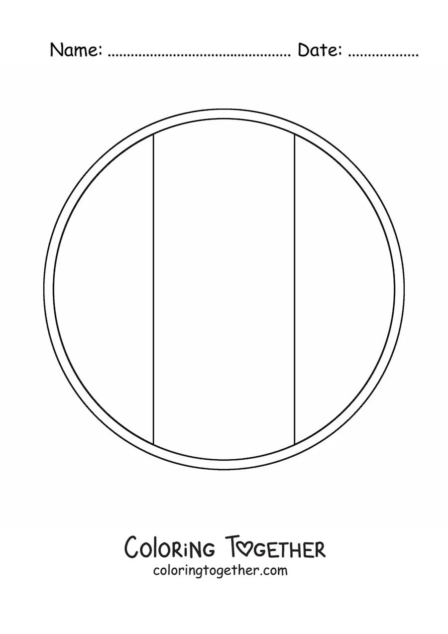 Coloring page of the round flag of Italy emoji