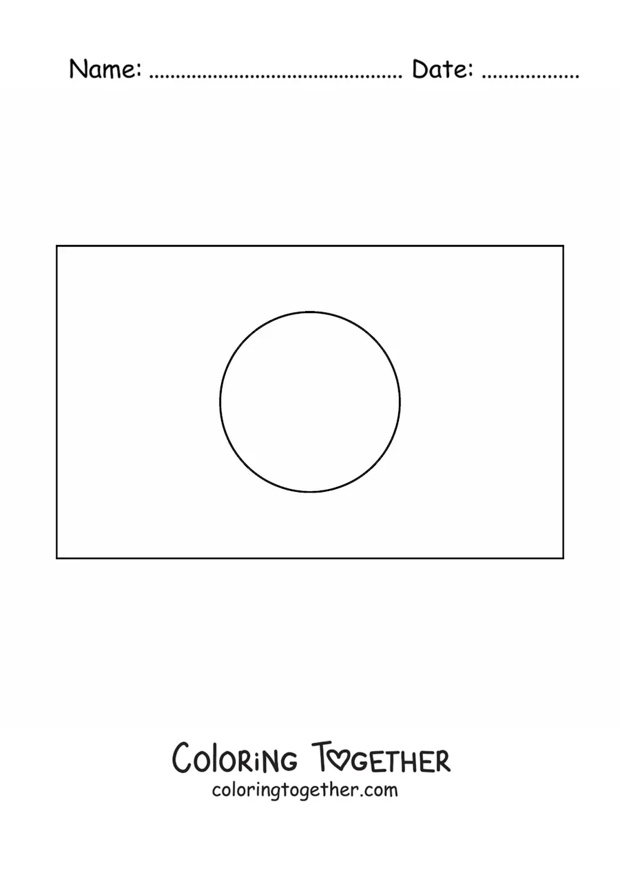 Coloring page of the horizontal flag of Japan