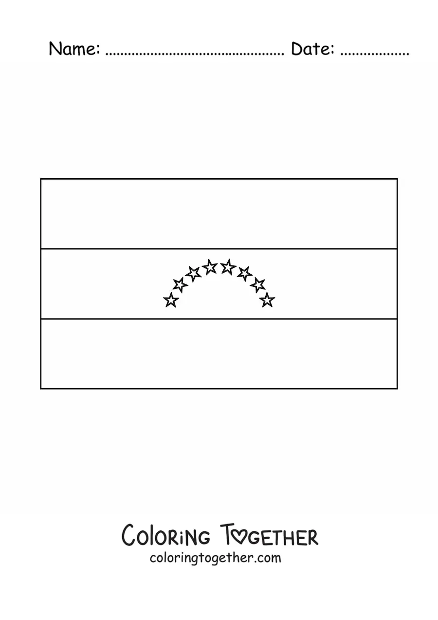 Coloring page of the horizontal flag of Venezuela