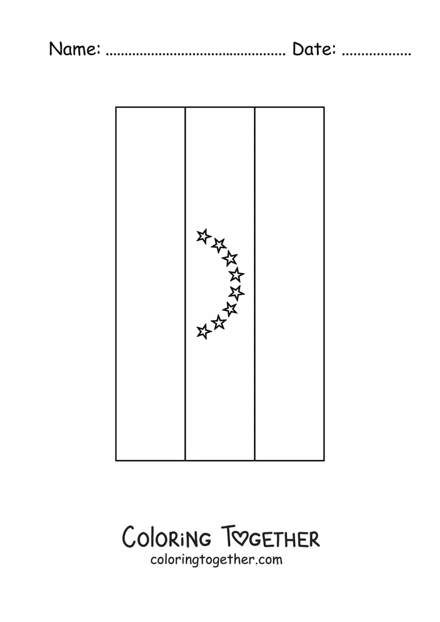 Coloring page of the vertical flag of Venezuela