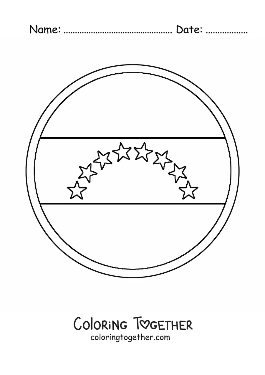 Coloring page of the round flag of Venezuela emoji